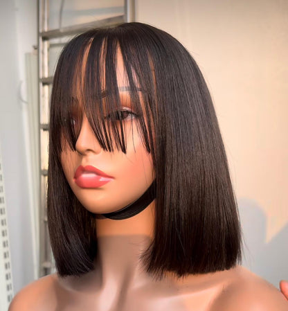 Vietnamese Fringe Bob Wig 12-inch (Virgin Hair)
